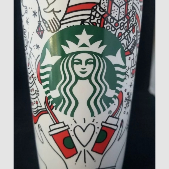 New STARBUCKS Christmas Holiday Ceramic Travel Tumbler Mug Cup 12 oz Coffee 2017 - Picture 7 of 13